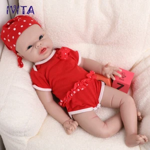 IVITA 20"" Hecho a Mano Silicona Suave Recién Nacido Bebé Niña Muñeca de Silicona Regalo de Navidad - Imagen 1 de 14