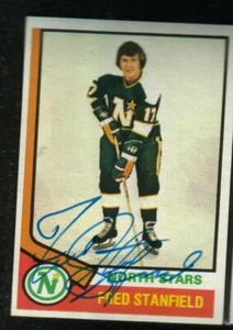 Fred Stanfield Autographed 1975 Topps Hockey Card Minnesota North Stars - Picture 1 of 1