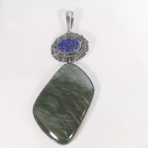 Large Sajen Offerings Labradorite Druzy Pendant - Picture 1 of 3