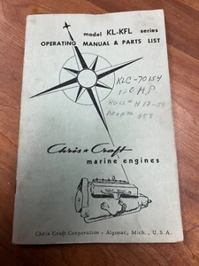 Vintage 1949-1963 Chris Craft Boat Oper. Manual + Parts List - Model KL-KFL - Picture 1 of 4