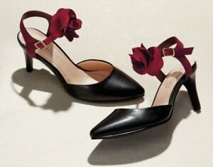 Size 9 Ashro Black Burgundy Red Formal Church Dress Shoes Petula Pumps Heels