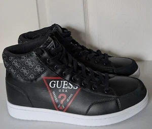 Guess Designer High Top Designer Trainers Black Men's UK Size 11 - Picture 1 of 8