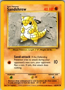 Sandshrew Pokemon Pokemon: Base Set Unlimited Common - LP - Picture 1 of 2