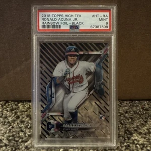 2018 Topps High Tek RONALD ACUNA JR Rainbow Foil Black Rookie Card RC /50 PSA 9 - Picture 1 of 2
