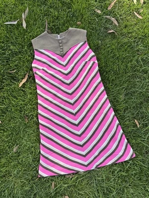 Mini Vestido Vintage Años 60 Mod Rayas Rosa Cremallera Metal Pequeño Disco Fiesta Años 70✨ Foto 1 de 4