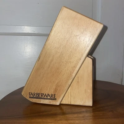 Cuchillo de madera maciza Farberware almacenamiento 5 ranuras madera cocina tijeras bloque de cubiertos Foto 1 de 4