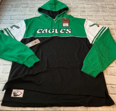 Толстовка с капюшоном Mitchell Ness Philadelphia Eagles 2XL черная на молнии ретро NFL новая - Изображение 1 из 4