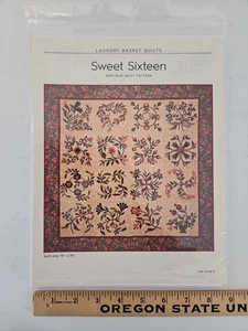 Laundry Basket Quilts SWEET SIXTEEN Applique Quilt Pattern by Edyta Sitar 76x76 - Picture 1 of 6