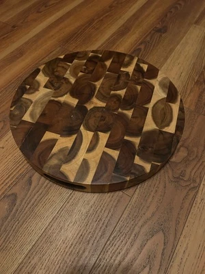 Acacia Wood Cutting Board Round End Grain Chopping Block Double-sided - Image 1 of 2