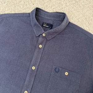 Camicia Oxford Fred Perry uomo taglia 2XL XXL manica lunga blu con bottoni mod anni 60 - Foto 1 di 15