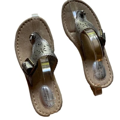 Sandalias Croft & Barrow para mujer 6M plateadas con correa recortada suela hebilla sentido Foto 1 de 4