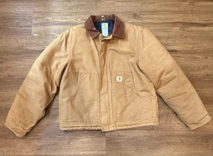 Carhartt J02 Brown Jacket Mens 42 Arctic Quilt-Lined Duck Canvas Corduroy Collar - Picture 1 of 20