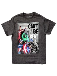 Avengers Boys Heather Gray Super Hero "Can't Be Beat" T-Shirt Tee Shirt 10/12 - Picture 1 of 1