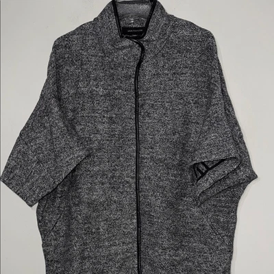 Chaqueta Abrigo Ann Taylor Mezcla Lana Gris Manga Corta Guisante Talla Grande M Foto 1 de 4