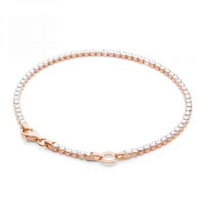 Bracciale Rosato Storie Tennis Oro rosa RZB041 necklace Argento Componibile - Immagine 1 di 3