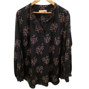 LOFT Gr. 20 marine Blumen Bauernbluse Boho Cottagecore romantisch feminin Top - Bild 1 von 8