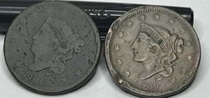 1816+1839 (2 Coins) Copper Coronet Head Large Cent Damaged - Picture 1 of 6