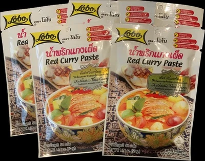 Pasta de curry vermelha tailandesa da marca Lobo (Kaeng Ped) 1,76 oz (50 g) x 5 - Imagem 1 de 3