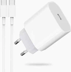 Chargeur Rapide 20W USB C + Câble USB C Blanc pour iPhone 16/15/14/13/12/11/X - Picture 1 of 7