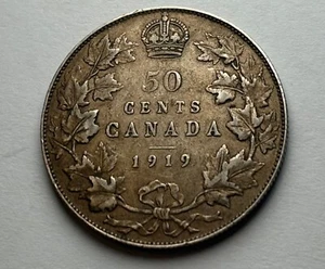 1919 Canada Silver KGV 50 Cent Coin! HIGH GRADE! RARE IN SUCH HIGH GRADE! - Picture 1 of 3