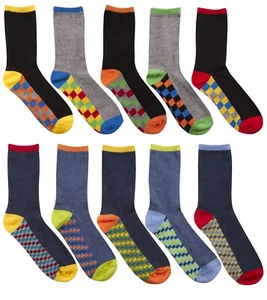 5 Packs Boys Kids Socks Heel Toe Cotton Rich School Everyday Colourful Designs - Picture 1 of 3