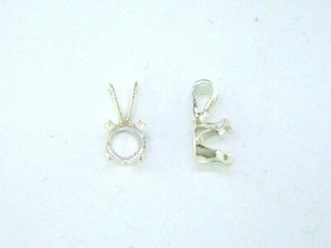Runde 4 Zinken Snaptite Anhänger Einstellung Sterlingsilber - Bild 1 von 5