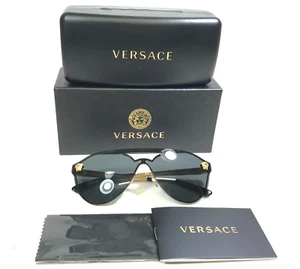 Versace Sunglasses MOD.2161 1002/87 Black Gold Medusa Logos Black Shield Lens - Picture 1 of 12
