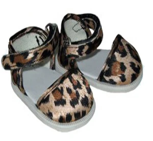 Zapatos con estampado de leopardo con correa al tobillo se adaptan a muñecas chicas americanas de 18 pulgadas - Imagen 1 de 1