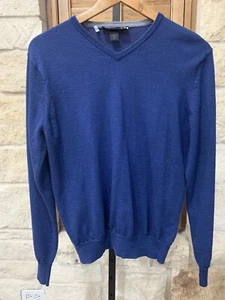Suéter Under Armour para hombre cuello en V manga larga 100% lana merino azul talla mediana - Imagen 1 de 5