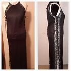 Vintage Undercover Wear Sz S Black Nylon Gown High Neck Sheer Lace Full Length