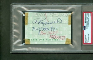 Allie Reynolds Autographed Late 1960's Room Service Receipt PSA/DNA Encased - Picture 1 of 2
