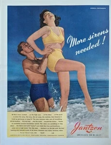 1943 de colección, anuncio impreso de traje de baño Jantzen, forma de arte retro única - Imagen 1 de 1