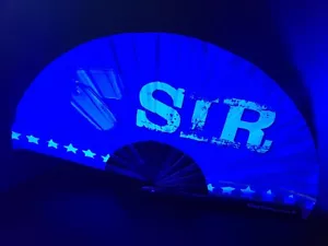 SIR 14" UV glow bamboo clack fan for parties circuit - Picture 1 of 3