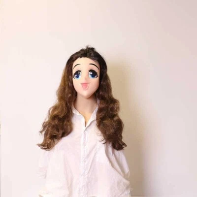 COS Cartoon Cute Big Eye Beautiful Girl Headgear Latex Mask Party Game Mask - Image 1 of 4