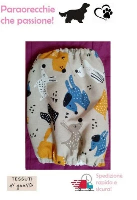 PARAORECCHIE COPRI ORECCHIE CUFFIETTE CUFFIA PER COCKER CAVALIER KING COTONE - Immagine 1 di 2