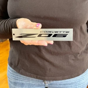 C8 Corvette ZO6 Silver Steel Magnet Emblem Dusted Chrome Powder 7.5" by 1.75 - Picture 1 of 8