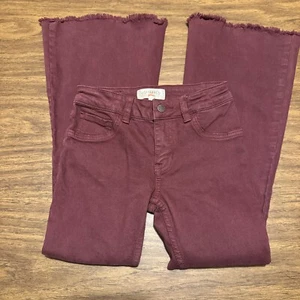 Shyanne Girls Size 6 X Denim Super Flare Raw Hem Jeans Western Adjust. Waist 1/2 - Picture 1 of 8