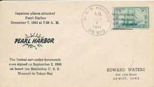 POSTAL HISTORY MILITARY NAVAL COVER - 1947 USS HAWKINS ATTACK OF PEARL HARBOR - Picture 1 of 2