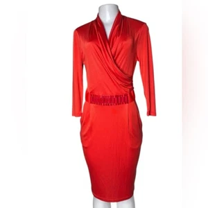 Vestido Jersey Catherine Malandrino Seda Talla M Y2K Chisme Niña Estilo Cinturón Drapeado - Imagen 1 de 12