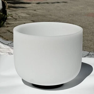 TRAYAYA 396Hz Frosted Quartz Crystal Singing Bowl Throat Chakra8'' Sound Healing - Picture 1 of 6