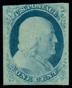 US #9 1¢ blue, og (disturbed), rich color, VF, Miller certificate, Scott $725.00 - Picture 1 of 1
