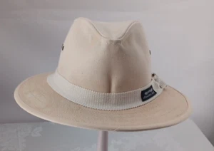 The Original Panama Jack Safari Hat Men's Medium Ivory White Sun Fedora Cotton - Picture 1 of 7
