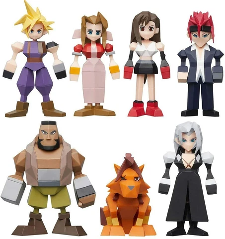 Final Fantasy VII Polygon Figure Mini Figure Statue Set of 8 with Boxes New Cover