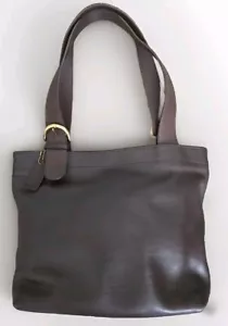 Old Coach Vintage H6H 4140 Shoulder Bag Tote Purse Cacao Brown Brass Big Buckle - Picture 1 of 13