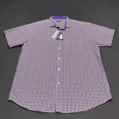 Galaxy Harvic Slim Fit рубашка для взрослых очень большой проверить кнопка вверх фиолетовый новый - Изображение 1 из 4