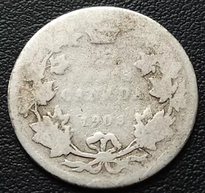 Cuarto de 25 centavos de plata Canadá 1903 - Rey Eduardo 92,5 % plata - circulado - Imagen 1 de 3