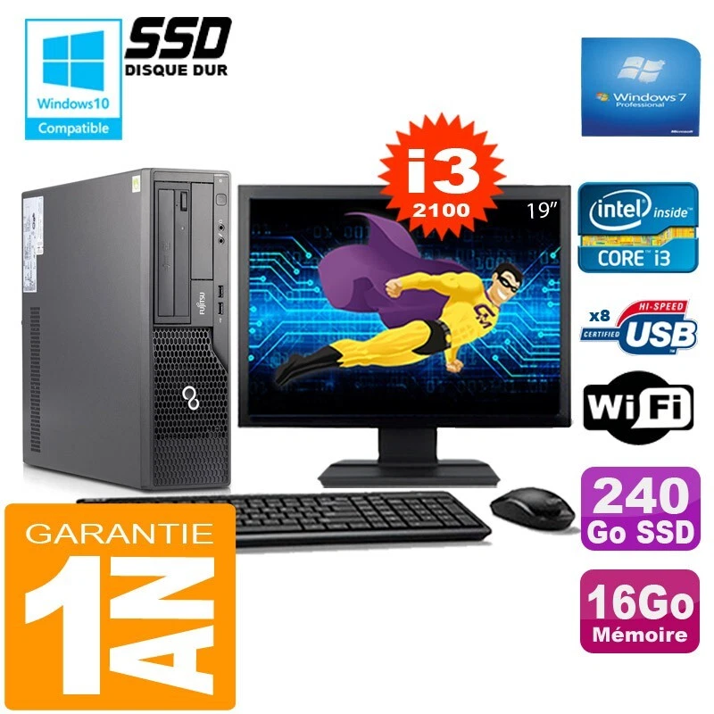 PC Fujitsu Esprimo E500 E85+ SFF I3-2100 16Go Scheibe 240Go SSD Wifi W7 Sieb 19 - Bild 1 von 1