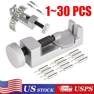 New Metal Adjustable Watch Band Strap Bracelet Link Pin Remover Repair Tool Kit - Picture 1 of 11