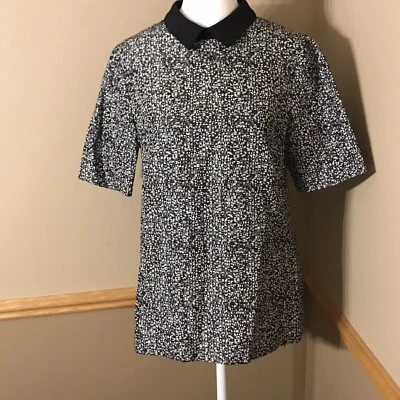 Blusa Top L.K.Bennett LONDON TW Taras Patrón Geométrico Negra EE. UU. Talla 4 Foto 1 de 4