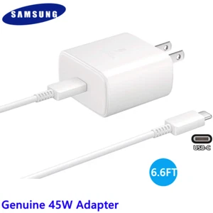 ✅Cargador de pared de carga rápida Samsung USB-C - blanco, 45 W con cable de carga de 6,6 pies✅ - Imagen 1 de 15